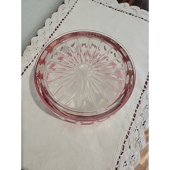 Vintage Kings Crown 6” Candy Box Ruby Cranberry Flashed W/Lid Cottage Grandma - Picture 10 of 12